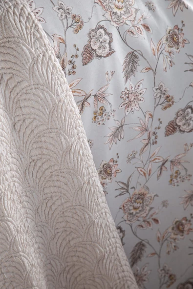 Çift Kişilik Alberta Blush Nevresimli Yatak Örtülü Battaniyeli Set - 2