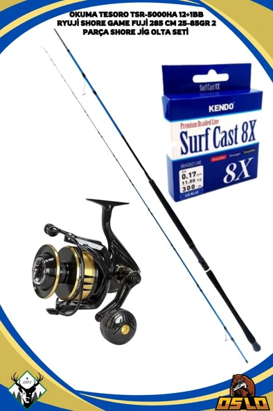 Okuma Tesoro TSR-5000HA Ryuji Shore Game Fuji 285 cm 25-85gr Shore Jigging Olta Seti ürün görseli