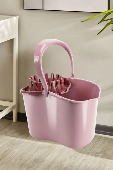 Sıkmalı Temizlik Kovası 15 litre, Standart Sıkmalı Yer Zemin Temizlik Mop Kovası Pembe - Resim 4