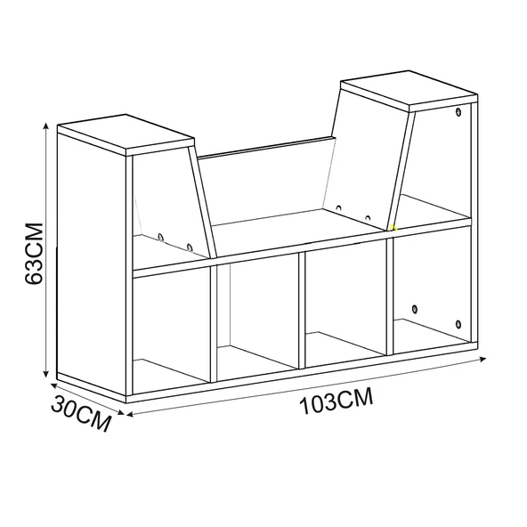 Livora Minderli Kitaplık - Oturma Alanlı 103 cm Minimalist Tasarım - 5