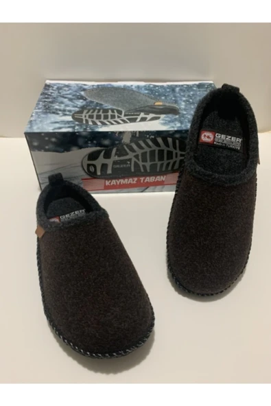Gezer Erkek Yün Keçe Kaymaz Ortopedik Sessiz Taban Çok Hafif Yumuşak Kışlık Ev Terliği - Resim 2