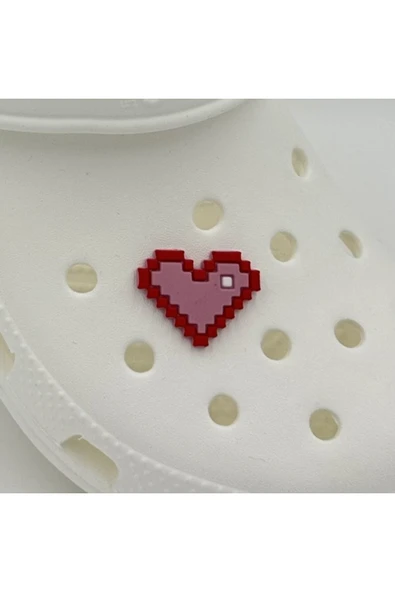 Crocs Terlik Süsü ve Aksesuarı , Çanta Süsü – Renkli Jibbitz MineCrft Kalp Görselli Figür Aksesuarı ürün görseli 1