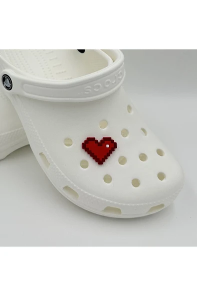 Crocs Terlik Süsü ve Aksesuarı , Çanta Süsü – Renkli Jibbitz MineCrft Kalp Görselli Figür Aksesuarı - Resim 2