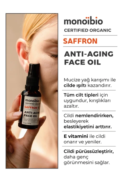 Saffron Yaşlanma Karşıtı Organik Yüz Bakım Yağı - Anti Aging Kolajen Yapısı Güçlendirici Serum 30 ml - Resim 3