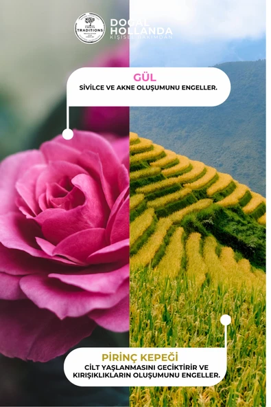 Treets-Gül ve Pirinç Kepeği Özlü Cildi Nemlendiren ve Uzun Süre Nemli Kalmasını Sağlayan Vücut Bakım kremi - Resim 3