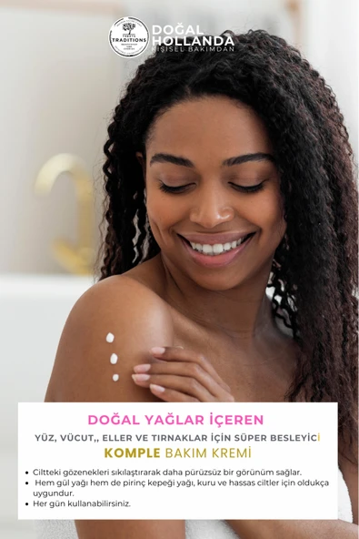 Treets-Gül ve Pirinç Kepeği Özlü Cildi Nemlendiren ve Uzun Süre Nemli Kalmasını Sağlayan Vücut Bakım kremi - Resim 4