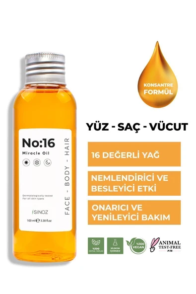 No:16 Nemlendirici Besleyici Yenileyici Işıltı Verici Mucizevi Onarıcı Bakım Yağı 100 ml ürün görseli