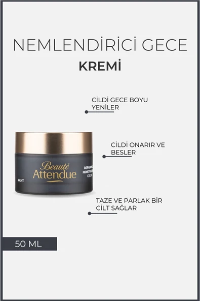 Onarıcı, Gece Boyu Cilt Yenileyici, Yaşlanma Karşıtı, Nemlendirici Gece Bakım Kremi - Resim 2