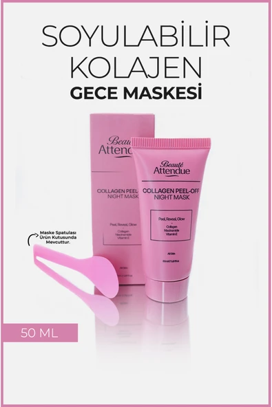 Collagen Peel off Night Mask  Soyulabilir Kolajen Gece Maskesi Niasinamid  E Vitamini Içerikli - Resim 4