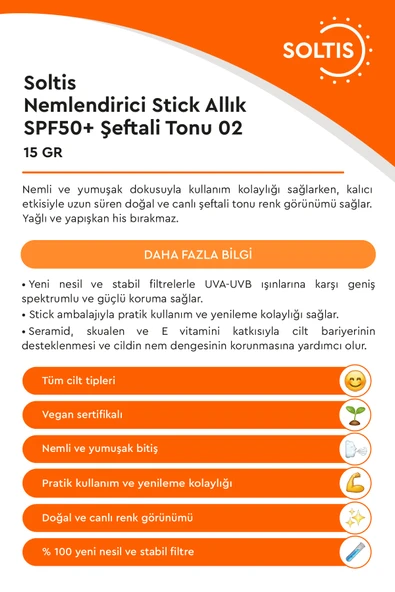 Nemlendirici Stick Allık SPF50+ Şeftali Tonu 02, 15 Gr - 3