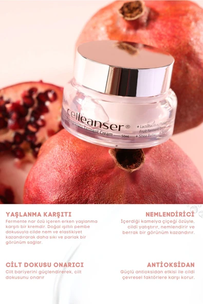 Celleanser-Yaşlanma Karşıtı, Çift Etkili Nemlendirici Ve Onarıcı Nar Özlü Krem - 3