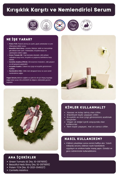 Celleanser-Yaşlanma Karşıtı, Nemlendirici, Bariyer Onarıcı, Besleyici, Antioksidan Vegan Yüz Serumu - Resim 4