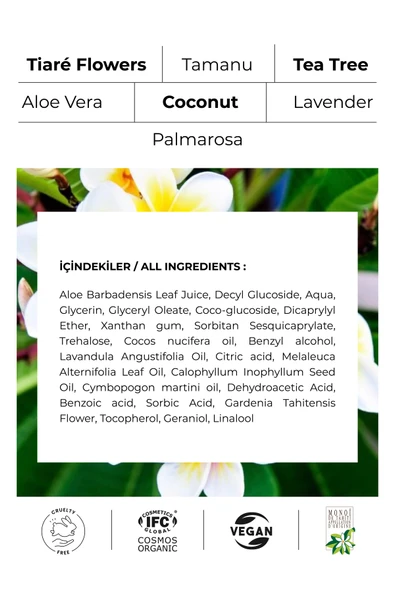 Tiare Normal Karma Ciltlere Özel Organik Yüz Temizleme Jeli - Tüm Ciltler Için Uygundur 250 ml - Resim 5