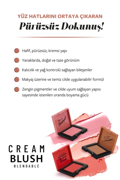 Cream Blush - Krem Allık 43 Scarlett - 5