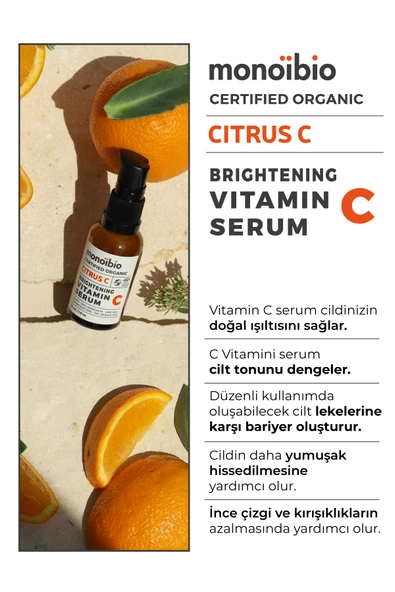 Citrus-c Organik Vitamin C Serum - Cilt Tonu Aydınlatıcı Leke Karşıtı Cilt Bakım Gece Serumu 30 ml - Resim 3