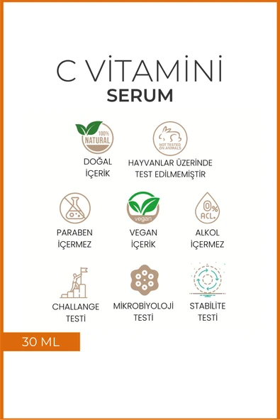 Vitamin C, Ton Eşitleyici,aydınlatıcı,leke Karşıtı,antioksidan Serum (ASCORBİCACİD, HYALURONİCACİD) - Resim 4