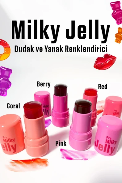 Milky Jelly Doğal Görünüm Dudak ve Yanak Renklendirici Allık Pembe (Pink) 5 GR - Resim 4