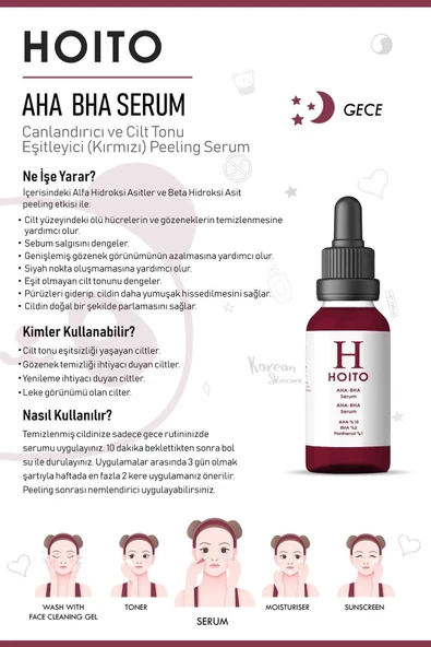 Aha Bha Serum 30ml - Canlandırıcı Cilt Tonu Eşitleyici Kırmızı Peeling Cilt Bakım Serumu - Resim 3