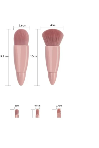 Çanta Tipi Aynalı 5'li Makyaj Fırça Seti Göz Farı Fondöten Allık Karıştırma Makyaj Fırçaları - 5