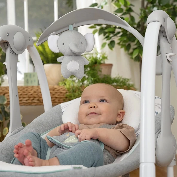 Ingenuity ConvertMe 2'si 1 Arada Kompakt Taşınabilir Otomatik Bebek Salıncağı ve Bebek Koltuğu, Pil Tasarrufu Sağlayan T - 7