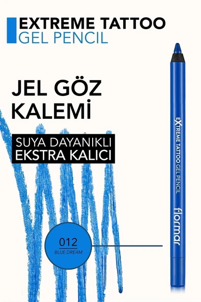 Mat Kalıcı Göz Kalemi (MAVİ) - Extreme Tattoo Gel Pencil - 012 Blue Dream - 8682536041195 - 5