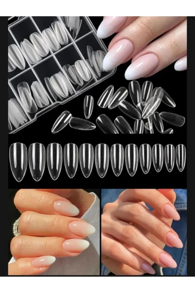 100 Adet Özel Kutulu Yeni Nesil Jel Destekli Şeffaf Badem Tırnak ürün görseli