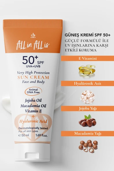 Hyalüronik Asit Ve Jojoba Yağı Içeren Spf 50+ Tüm Ciltler Için Yüksek Korumalı Güneş Kremi - 2