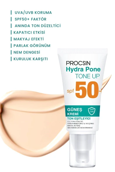 Hydra Pone Spf50+ Cilt Tonu Eşitleyici Makyaj Efekti Veren Cam Cilt BB Güneş Kremi Pa++++ - Resim 5