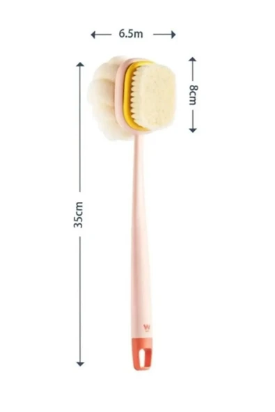 2'si 1 arada kıl ve lif kabağı ile duş vücut fırçası Uzun Saplı Sırt Fırçası - Resim 4
