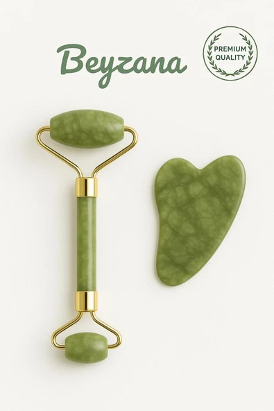 Yeşim %100 Doğal Taş Masaj Aleti Ve Kalp Gua Sha Yüz Bakım Taşı