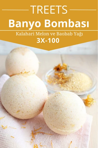 Kalahari Melon Kavunu Banyo Topu Manikür Ve Pedikür Boy, Nem Bombası, Banyo Bombası 3 Adet 100 Gr.