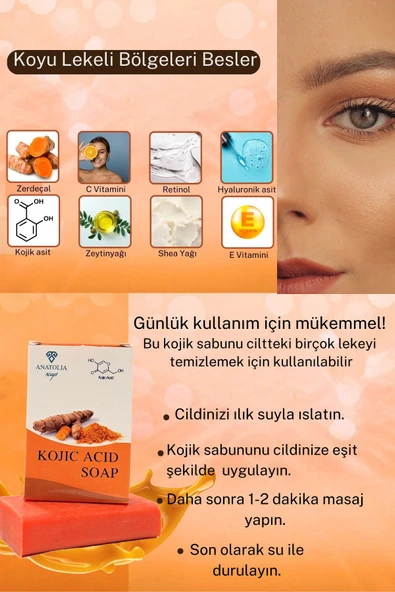Kojik Asit Zerdeçal Sabunu Hücre Yenileyici Ciltteki Lekeleri Giderici Kolajen Etkisi Hyaluronik - 5