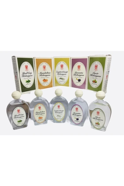 5'li Kolonya Seti 80 Derece 200ml Cam Şişe ürün görseli