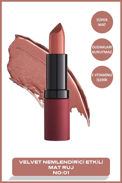 Velvet Matte Lipstick 01 Velvet Mat Ruj 4,2 g ürün görseli