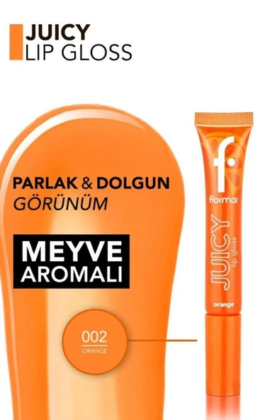 Juicy Renk Veren Meyve Aromalı Nemlendirici Dudak Parlatıcısı - 002 Orange - Resim 4