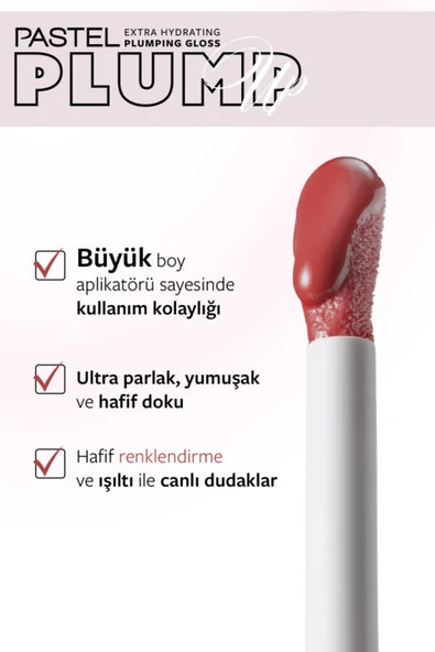 Plump Up Extra Hydrating Plumping Gloss - Dolgunlaştıran Dudak Parlatıcısı 210 Peach Coral - Resim 3