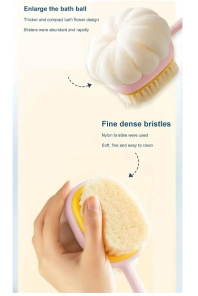 2'si 1 arada kıl ve lif kabağı ile duş vücut fırçası Uzun Saplı Sırt Fırçası - Resim 2