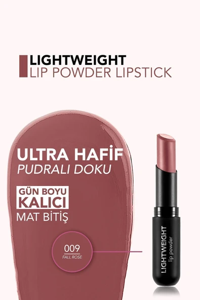 Lightweight Lip Poweder Yüksek Pigmentli & Mat Bitişli Ultra Hafif Ruj - 009 - Resim 4