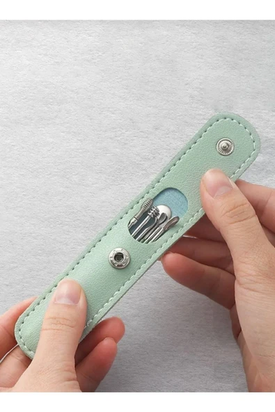 Deri Çantalı 6 Parça Çelik Kulak Temizleme Seti - 2