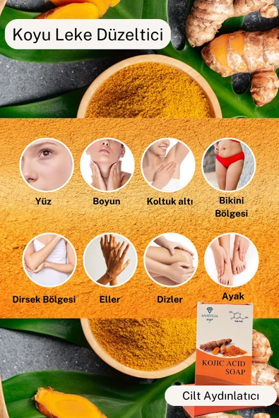 Kojik Asit Zerdeçal Sabunu Hücre Yenileyici Ciltteki Lekeleri Giderici Kolajen Etkisi Hyaluronik - 6