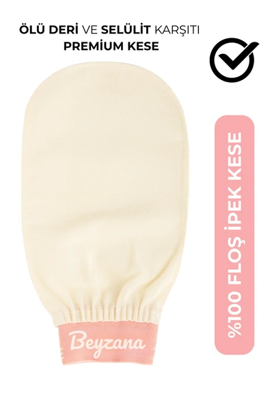 Ekru Banyo Duş Kesesi Peeling Eldiveni %100 Floş Ipek Premium Kadın Ve Erkekler Için