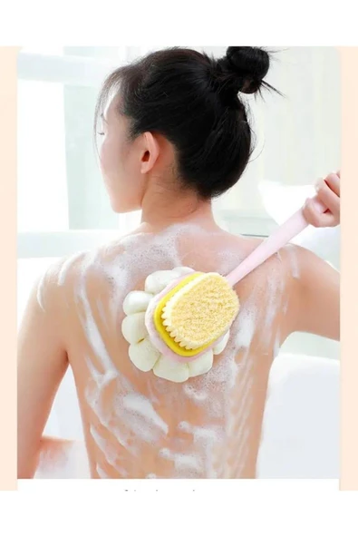 2'si 1 arada kıl ve lif kabağı ile duş vücut fırçası Uzun Saplı Sırt Fırçası ürün görseli