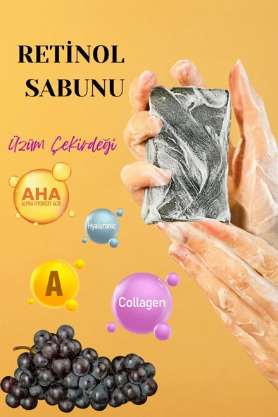 Retinage Retinol Sabunu Kırışıklık Karşıtı, Onarıcı Ceramide A Vitamini Yaşlanma Karşıtı Üzüm - 5