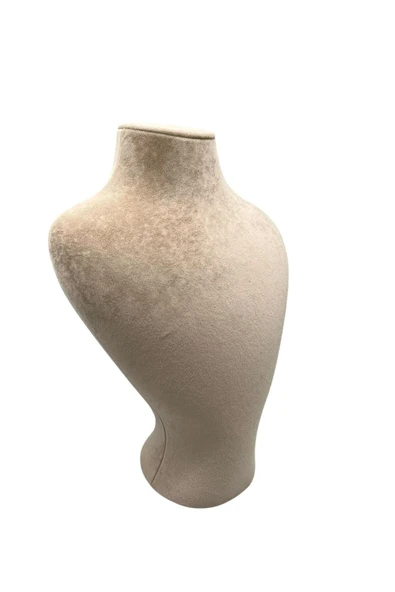 Zeus Model Süet Kumaş Sütlü Kahve Renk 29/ 22 Cm Takım Kolye Sergileme Mankeni - Resim 4