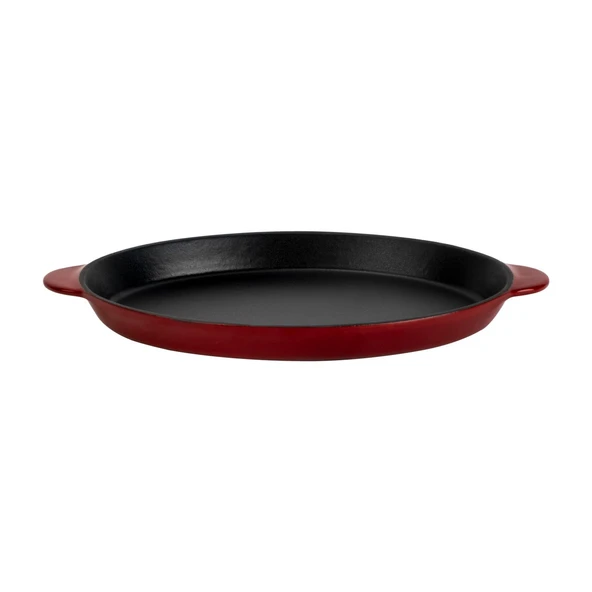Lava Döküm Oval Fajita Tabağı Döküm Demir Yekpare Çift Kulplu Ölçü 18x24cm.-Bordo - 1