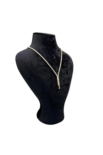 Zeus Model Süet Kumaş Siyah Renk 29/ 22 Cm Takım Kolye Sergileme Mankeni