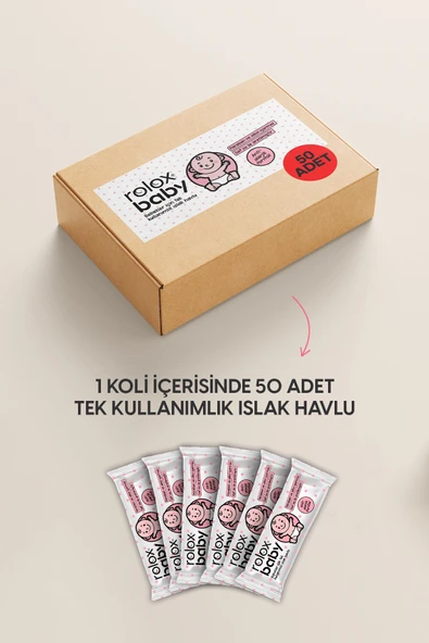 Baby - 50 Paket – Bebekler İçin Tek Kullanımlık Islak Havlu - 5