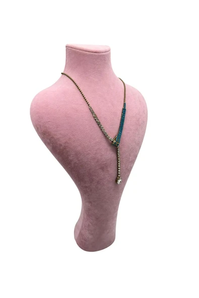 Zeus Model Süet Kumaş Pembe Renk 42 / 22 Cm Takım Kolye Sergileme Mankeni