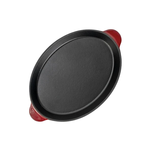 Lava Döküm Oval Fajita Tabağı Döküm Demir Yekpare Çift Kulplu Ölçü 18x24cm.-Bordo - 3