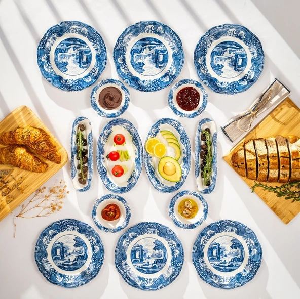 Fecra Vintage Blue 14 Parça Kahvaltı Takımı - 7